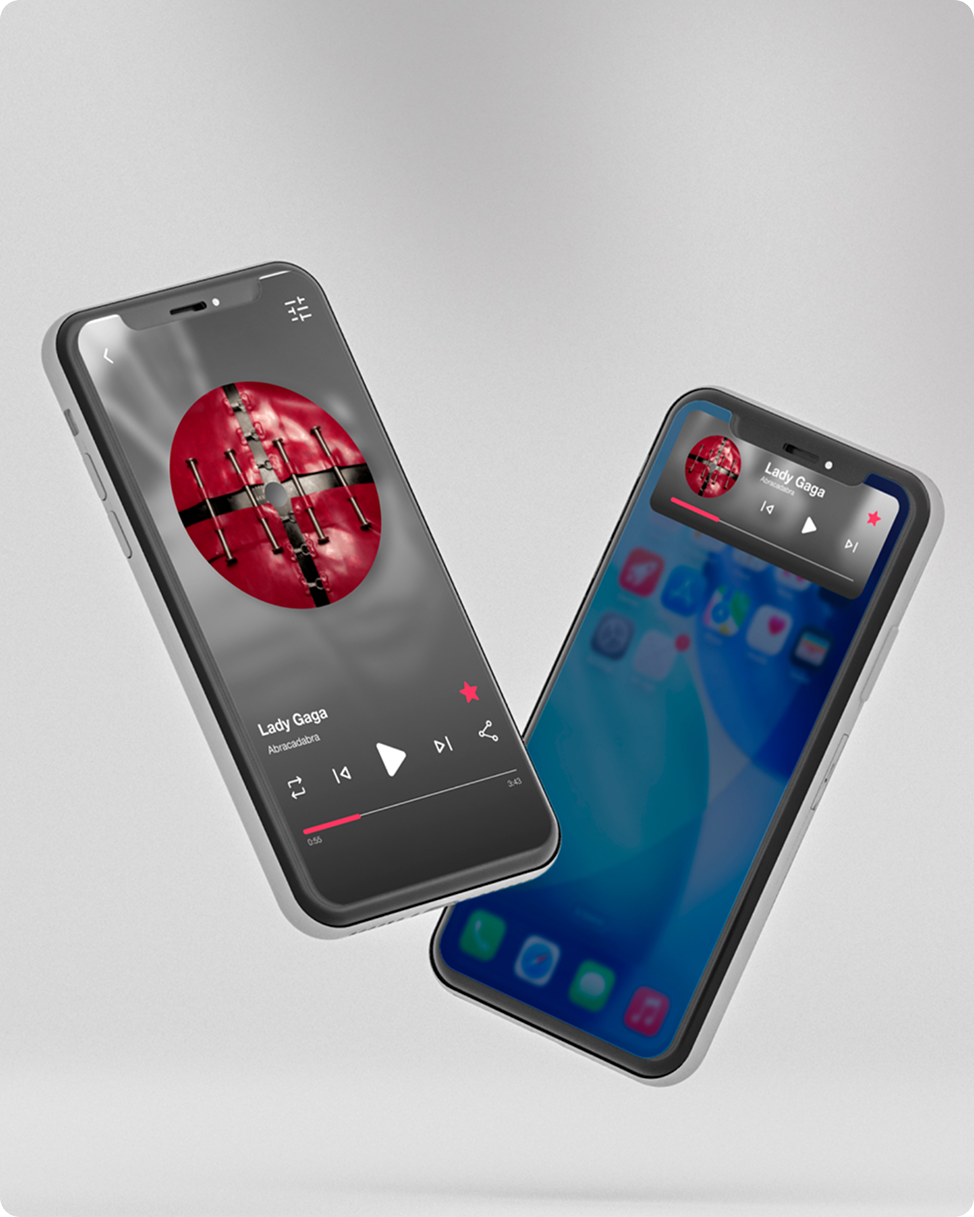 Mockup app de reproductor de música con Lady Gaga